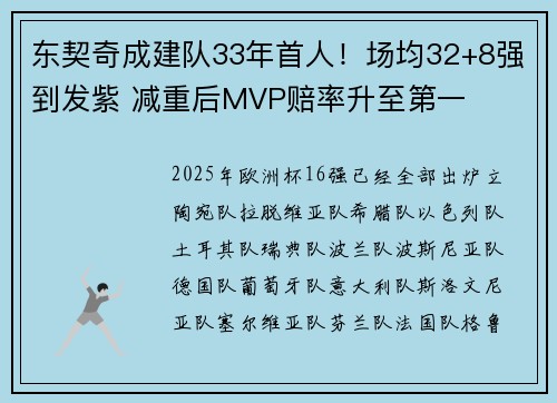东契奇成建队33年首人！场均32+8强到发紫 减重后MVP赔率升至第一
